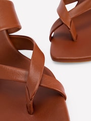 Boden Brown Toe Post Kitten Heel Sandals - Image 5 of 6
