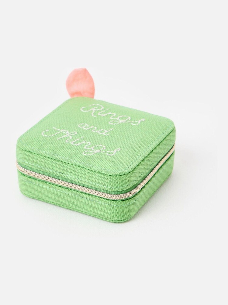 Oliver Bonas Green Green Rings & Things Square Jewellery Box - Image 1 of 5