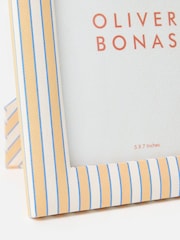 Oliver Bonas Yellow Agnès Blue & Orange Pinstripe Picture Frame 5x7 - Image 4 of 4