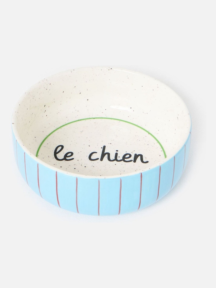 Oliver Bonas Blue Blue & Red Le Chien Ceramic Pet Bowl - Image 1 of 5