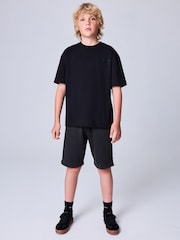 smALLSAINTS Washed Black Underground Sweat Shorts - Image 3 of 9