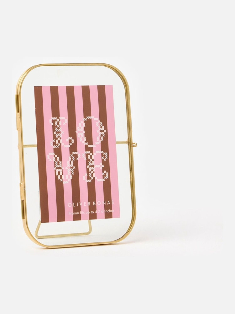 Oliver Bonas Gold Gold Curved Glass Portrait Picture Frame 4x6 - Image 1 of 4