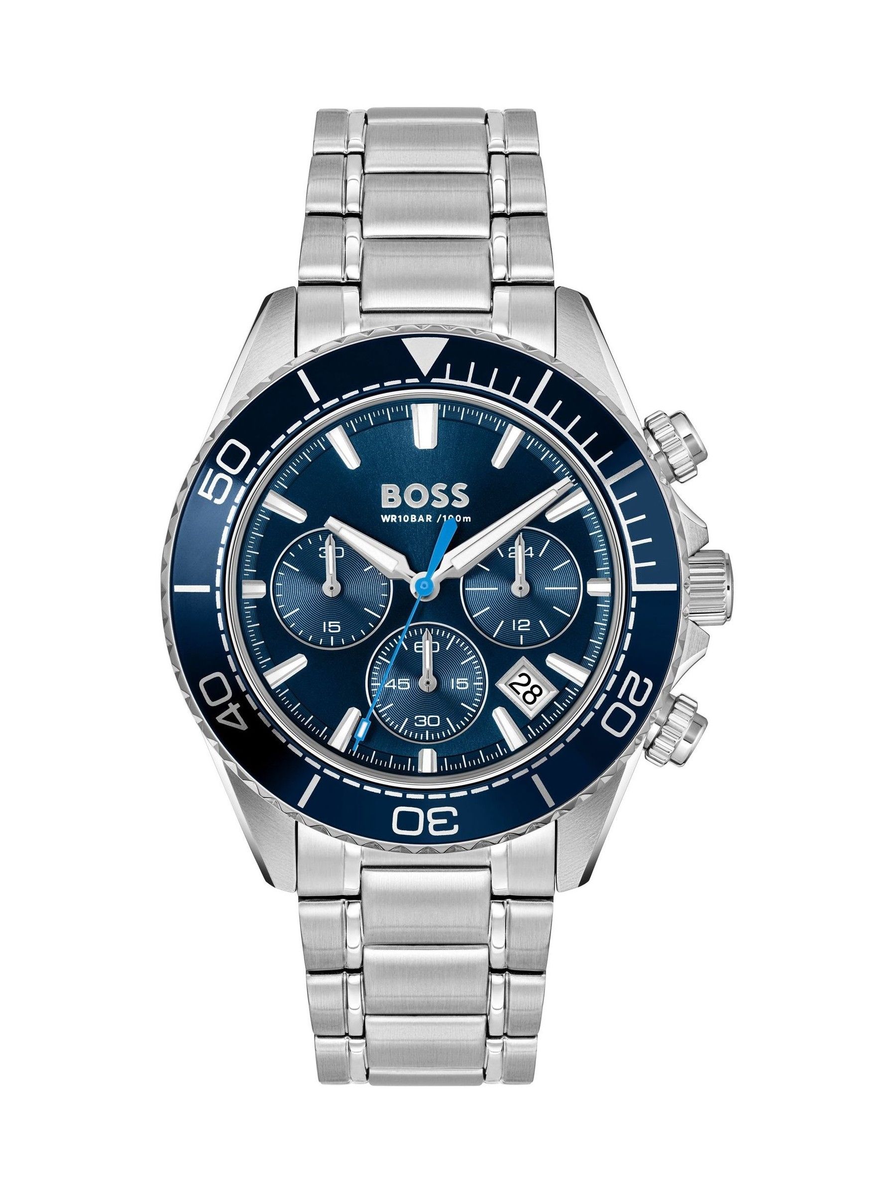 Men's Boss Sealiner Chronograph Blue Dial & Stainless Steel Bracelet Watch - Image 4