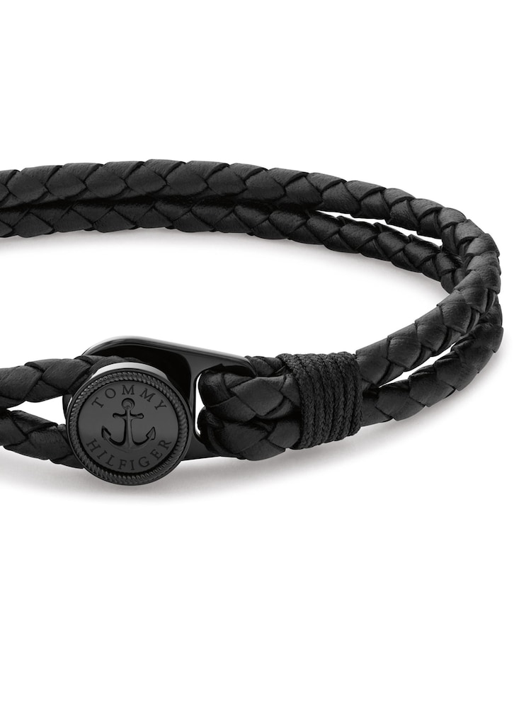 Tommy Hilfiger Black Nautical Black Leather Bracelet - Image 2 of 3