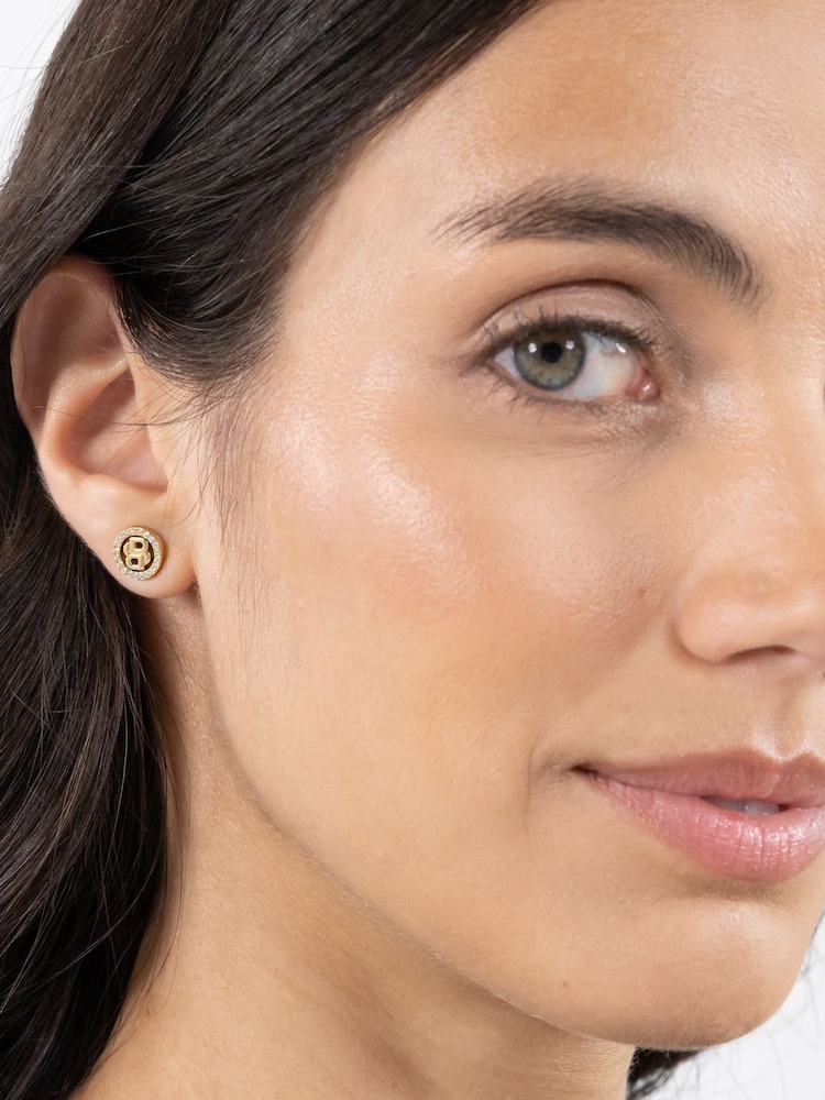 BOSS Gold Tone Double B Divine IP Earrings - Image 1 of 5