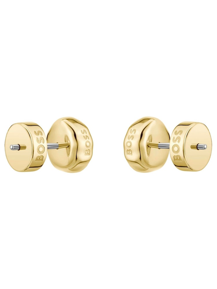 BOSS Gold Tone Kassy IP Earrings - Image 4 of 4