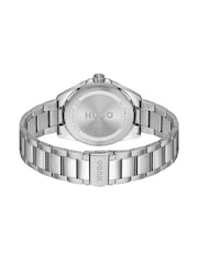 HUGO Silver Tone Seam Stainless Steel Bracelet And Green Dial Watch - Image 4 of 5
