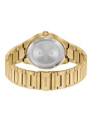 HUGO Gold Tone Light Yellow IP Bracelet Watch - Image 4 of 5