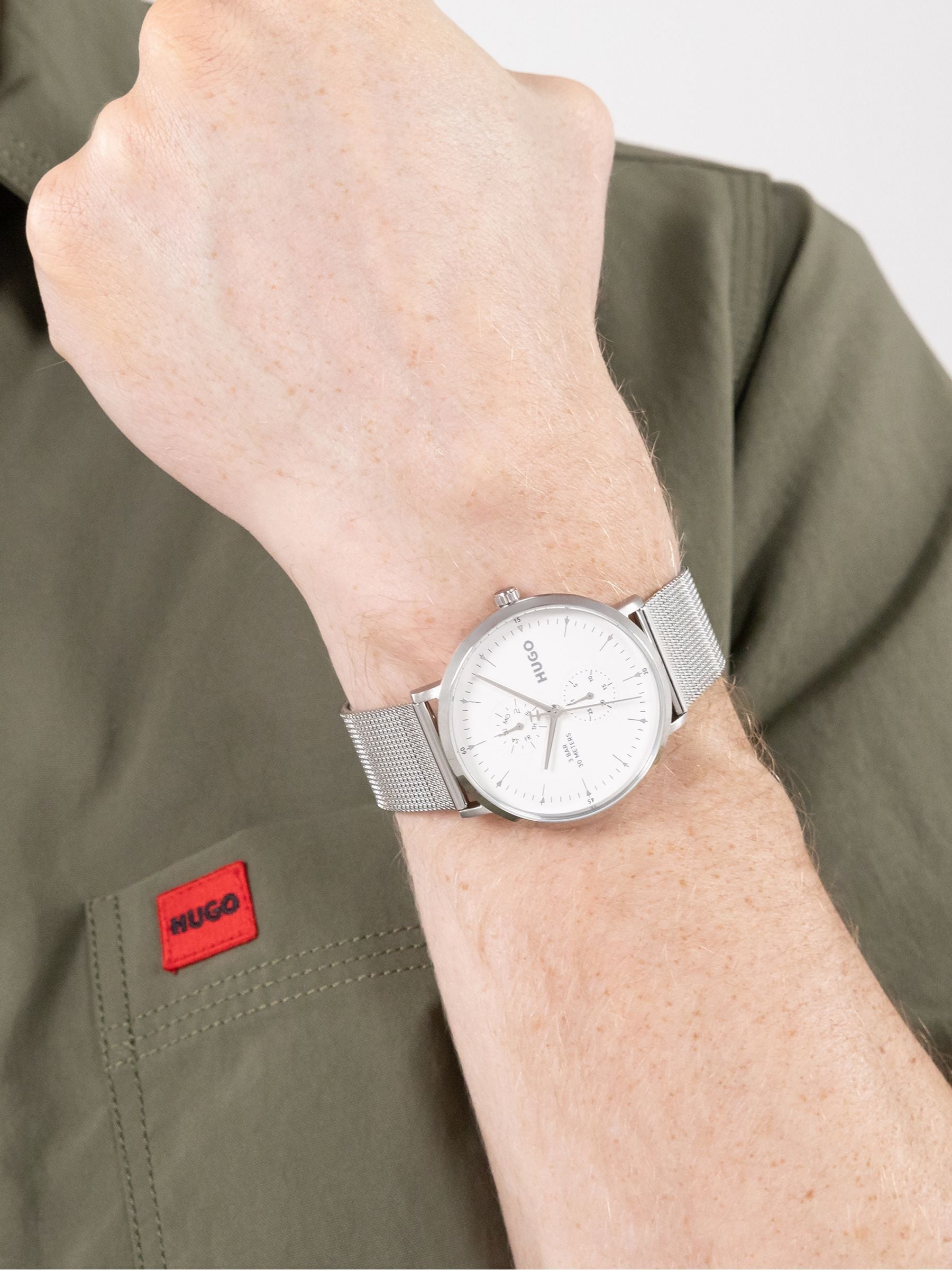 House of Watches - HUGO Mens #Style White Dial Mesh Bracelet Watch 1530456 - Image 2