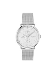 HUGO Silver Style Stainless Steel Mesh Bracelet And White Dial Watch - Image 3 of 5