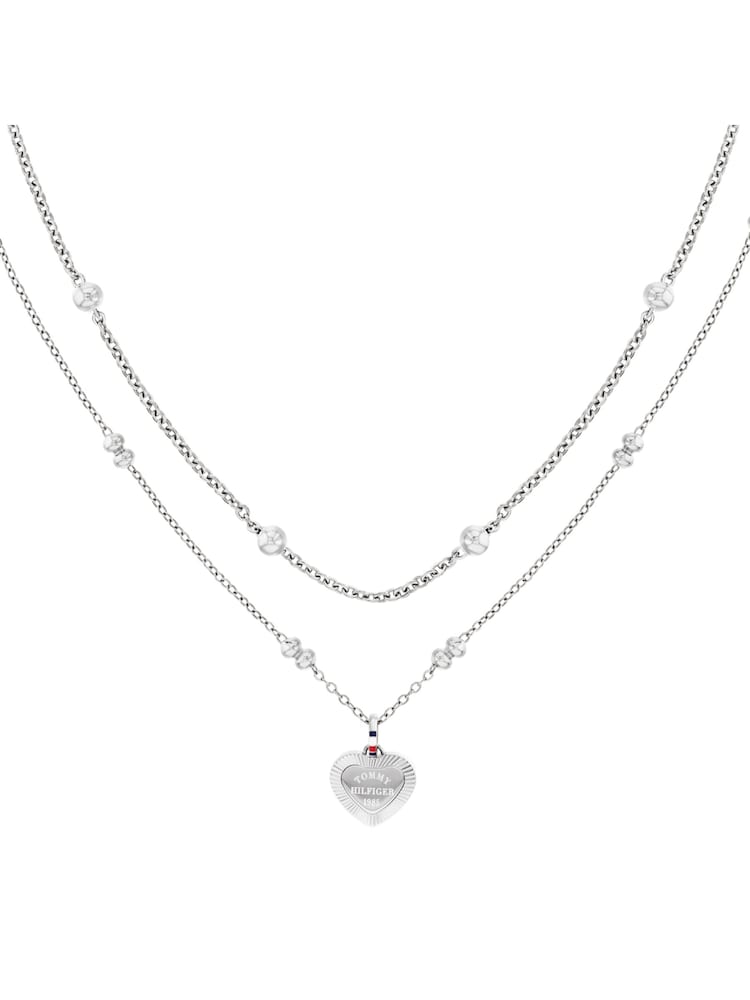 Tommy Hilfiger Silver Tone Stainless Steel Layered Chain Necklace - Image 2 of 4 Tommy Hilfiger Silver Tone Stainless Steel Layered Chain Necklace - Image 2 of 4