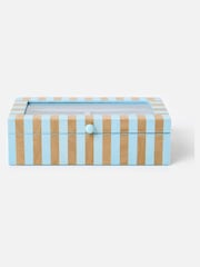 Oliver Bonas Blue & Brown Resin Striped Large Jewellery Box - Image 6 of 6