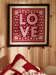 Oliver Bonas Red Paisley Love Beaded Wall Art - Image 1 of 5