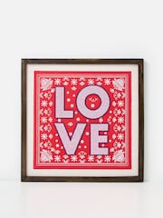 Oliver Bonas Red Paisley Love Beaded Wall Art - Image 2 of 5