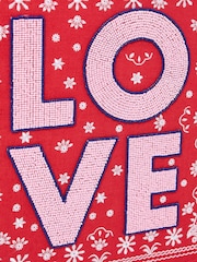 Oliver Bonas Red Paisley Love Beaded Wall Art - Image 5 of 5