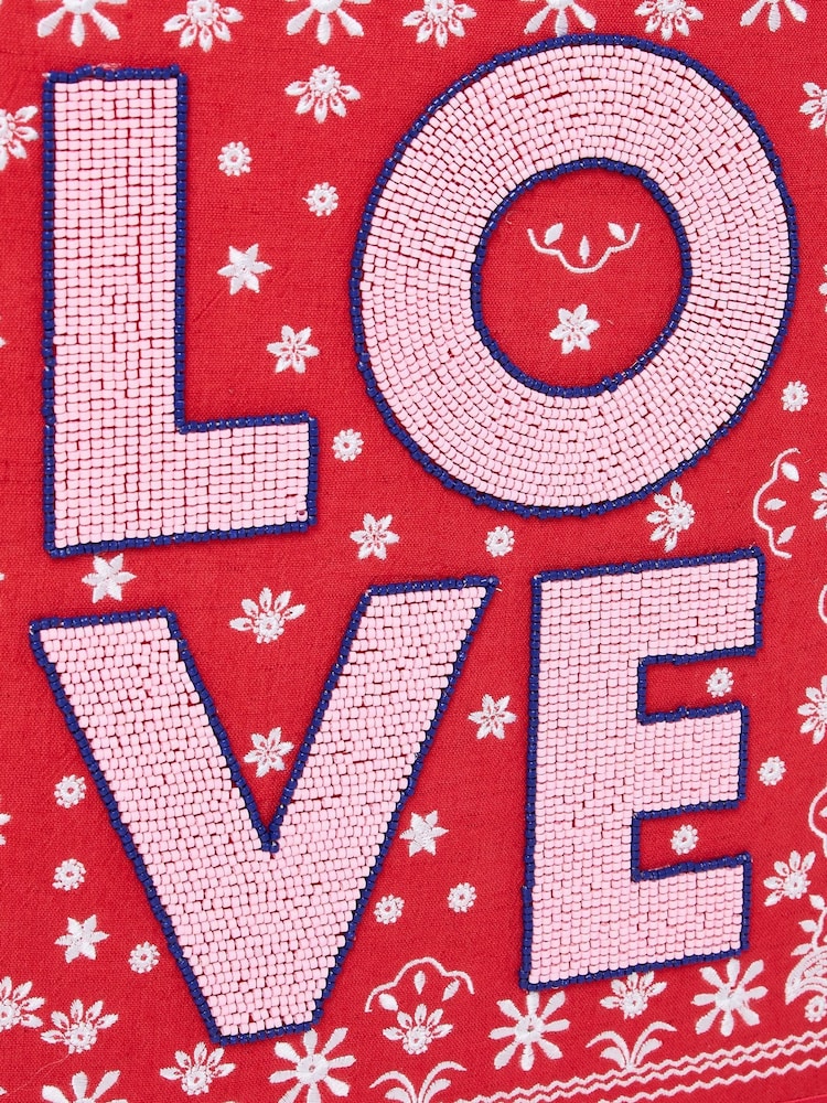 Oliver Bonas Red Paisley Love Beaded Wall Art - Image 5 of 5