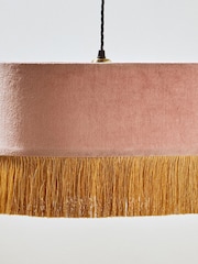 Oliver Bonas Pink Ero Velvet & Tassel Drum Lamp Shade - Image 4 of 4