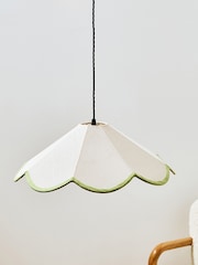 Oliver Bonas White Linen Scalloped Lamp Shade - Image 1 of 4