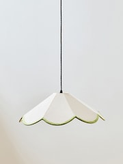 Oliver Bonas White Linen Scalloped Lamp Shade - Image 2 of 4