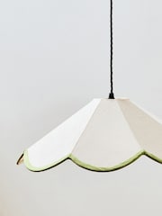 Oliver Bonas White Linen Scalloped Lamp Shade - Image 4 of 4