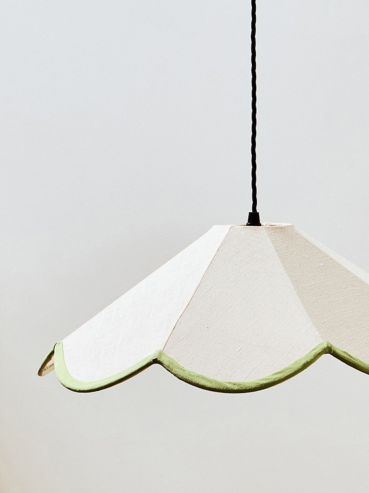 Oliver Bonas White Linen Scalloped Lamp Shade - Image 4 of 4