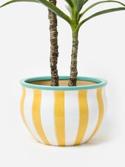 Oliver Bonas Yellow Striped Ceramic Plant Pot - Image 1 of 4