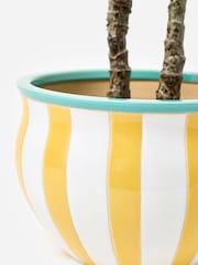 Oliver Bonas Yellow Striped Ceramic Plant Pot - Image 3 of 4