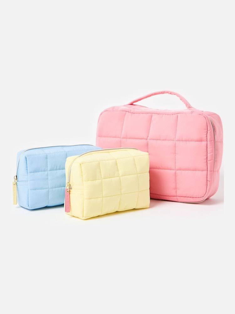 Oliver Bonas Set of 3 Pink Puffer Wash Bags - Image 1 of 4