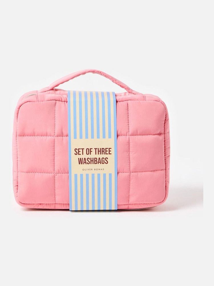 Oliver Bonas Set of 3 Pink Puffer Wash Bags - Image 2 of 4