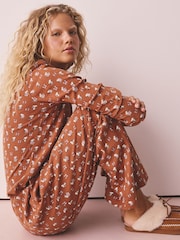 Rust Brown Snoopy Pointelle Long Sleeve Pyjamas - Image 1 of 5