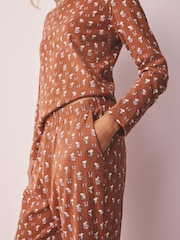 Rust Brown Snoopy Pointelle Long Sleeve Pyjamas - Image 4 of 5