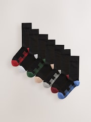 Black Red/Blue Check Footbed Cotton Rich Socks - Image 1 of 10