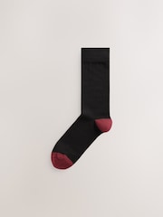 Black Red/Blue Check Footbed Cotton Rich Socks - Image 4 of 10
