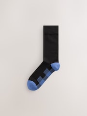 Black Red/Blue Check Footbed Cotton Rich Socks - Image 6 of 10