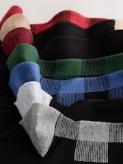 Black Red/Blue Check Footbed Cotton Rich Socks - Image 9 of 10