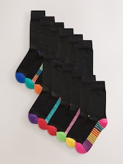 Black Bright Spot Stripe Footbed Value Cotton Rich Socks - Image 1 of 15