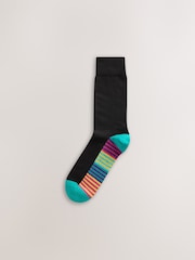 Black Bright Spot Stripe Footbed Value Cotton Rich Socks - Image 3 of 15