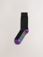Black Bright Spot Stripe Footbed Value Cotton Rich Socks - Image 5 of 15