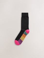Black Bright Spot Stripe Footbed Value Cotton Rich Socks - Image 6 of 15
