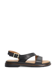 Dune London Black Leather Larko Casual Sandals - Image 1 of 5