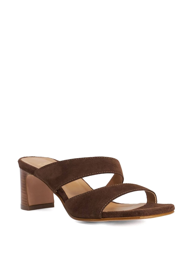 Dune London Brown Jaeda Block Heeled Suede Sandals - Image 2 of 5