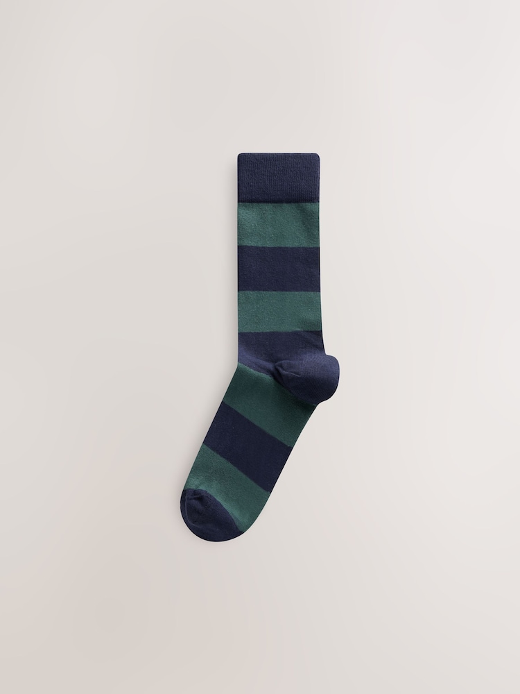 Red/ Green Preppy Block Stripe Pattern Socks 5 Pack - Image 2 of 8 Red/ Green Preppy Block Stripe Pattern Socks 5 Pack - Image 2 of 8