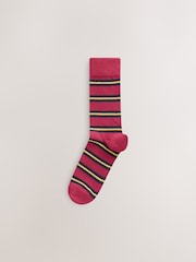 Red/ Green Preppy Block Stripe Pattern Socks 5 Pack - Image 3 of 8