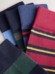 Red/ Green Preppy Block Stripe Pattern Socks 5 Pack - Image 7 of 8