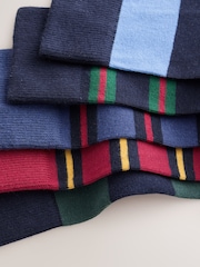 Red/ Green Preppy Block Stripe Pattern Socks 5 Pack - Image 8 of 8