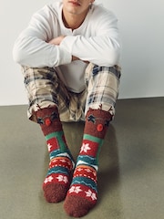 Reindeer Fluffy Novelty Socks in Box 1 Pack - Image 3 of 8