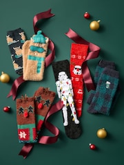 Reindeer Fluffy Novelty Socks in Box 1 Pack - Image 4 of 8