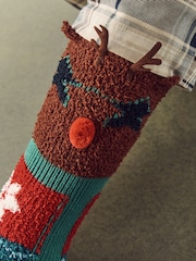Reindeer Fluffy Novelty Socks in Box 1 Pack - Image 5 of 8