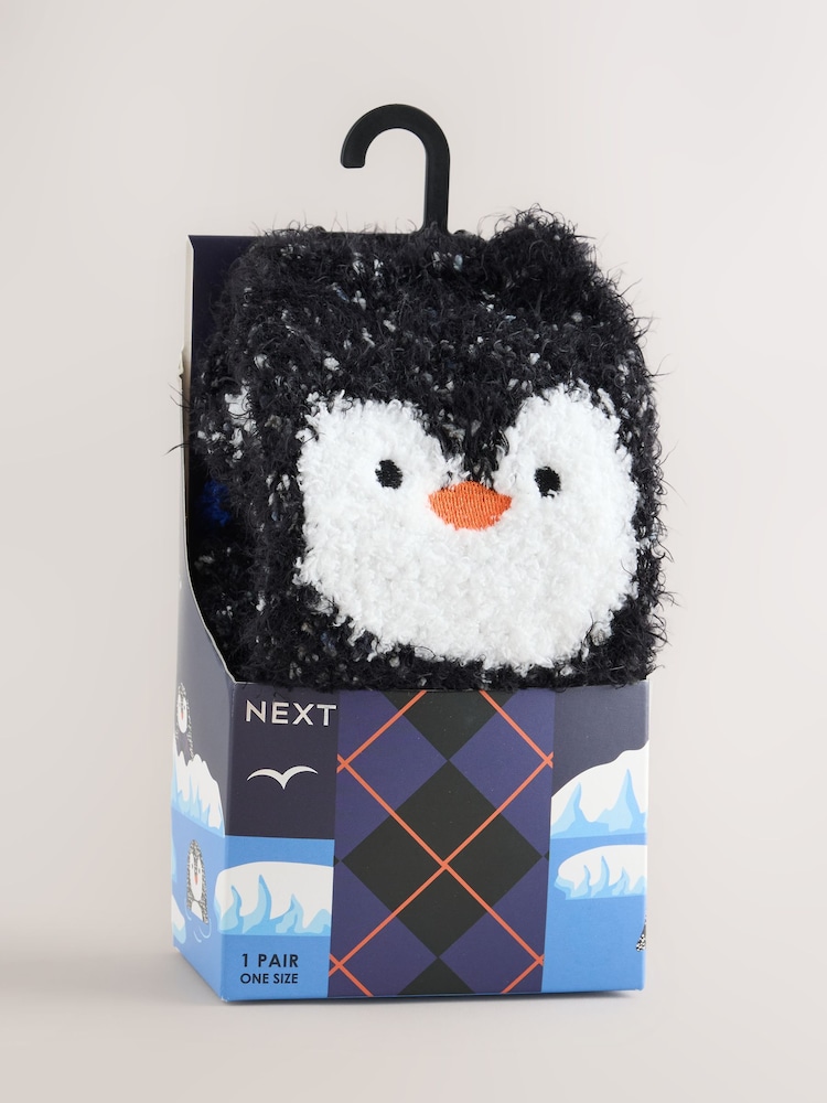 Penguin Fluffy Novelty Socks in Box 1 Pack - Image 1 of 7