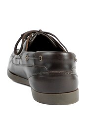 Jones Bootmaker Dark Brown Regular Fit Parsons Leather Boat Shoes - Image 3 of 5